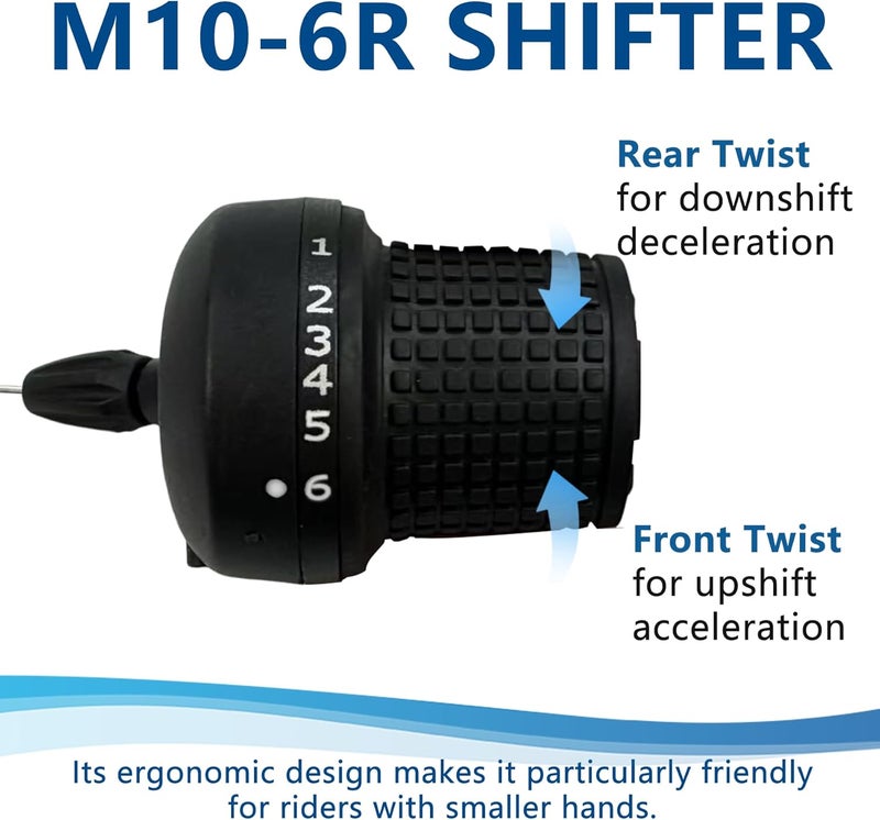 PATHGNAR Bicycle 18 Speed Shifter Twist Shifter Lever 3x6 Speed Grip Shift Left and Right Shifter Mountain Bike Commuter Bike Folding Bike Gear Grip Shift with Grips - Image 4